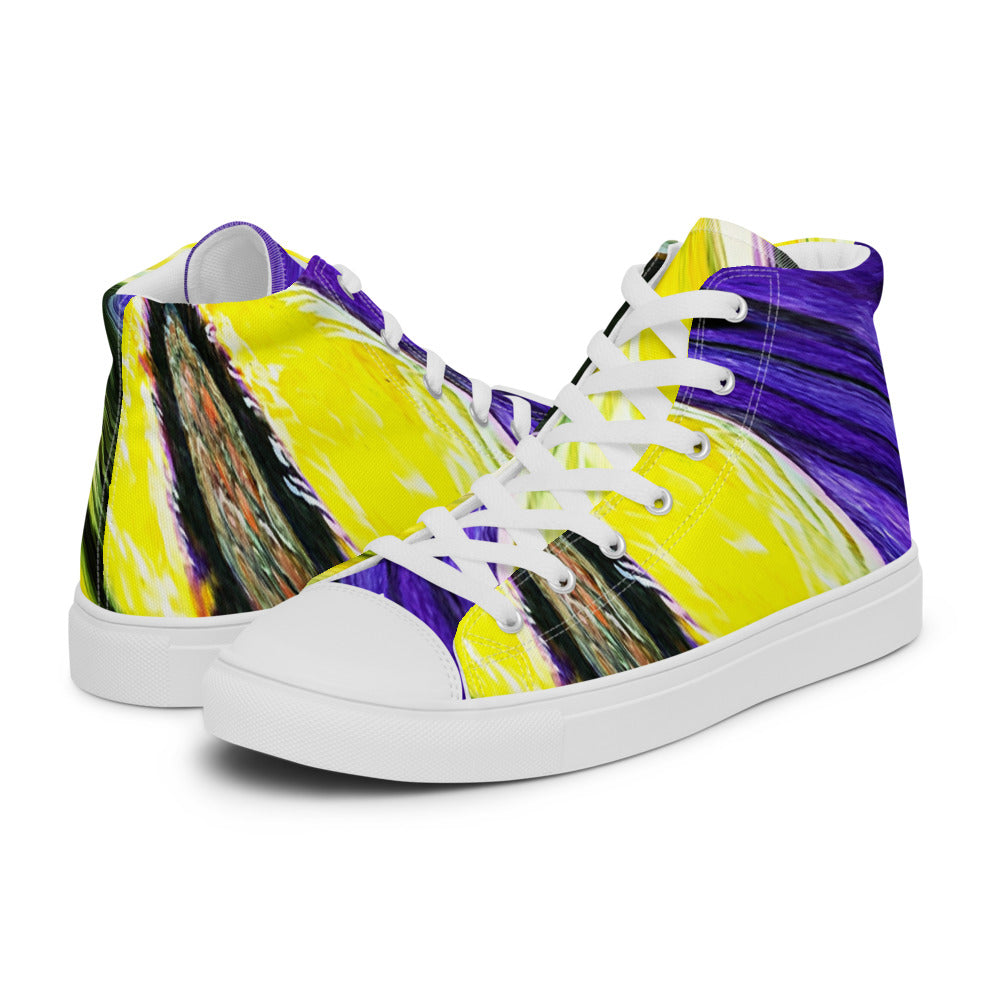 Women’s high top canvas shoes purple and yellow