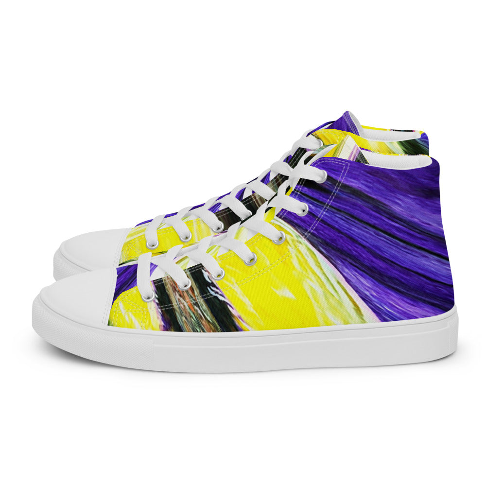 Women’s high top canvas shoes purple and yellow