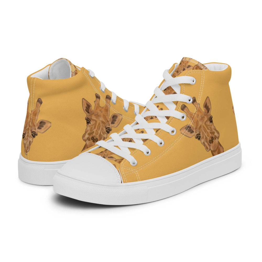 Women’s high top canvas shoes Gold Giraffe