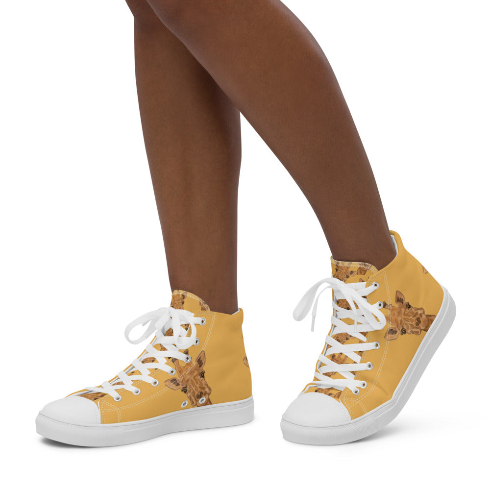 Women’s high top canvas shoes Gold Giraffe