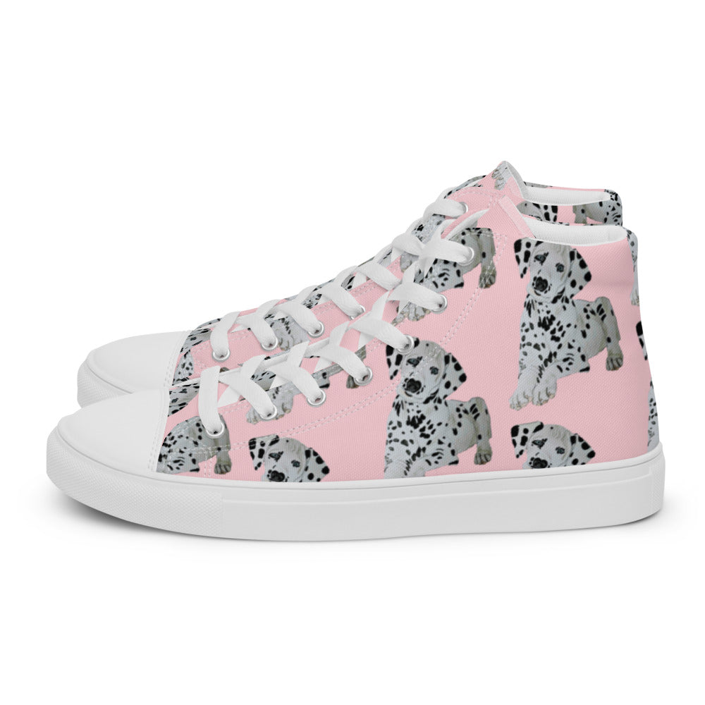 Women’s high top canvas shoes Pink Dalmation