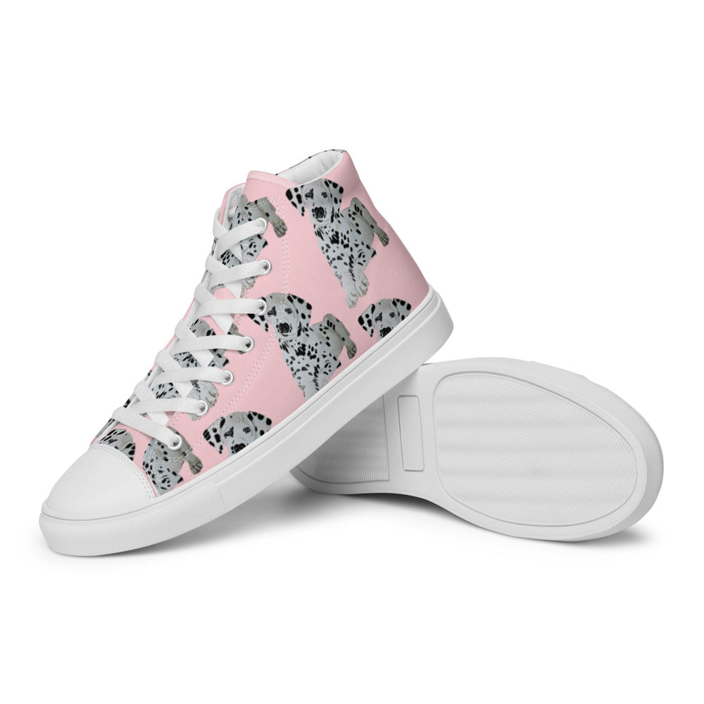 Women’s high top canvas shoes Pink Dalmation