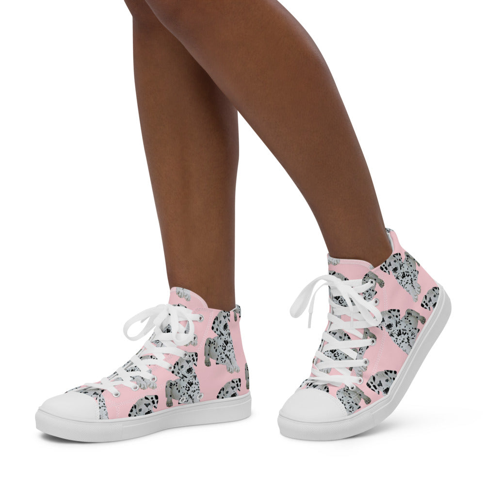 Women’s high top canvas shoes Pink Dalmation