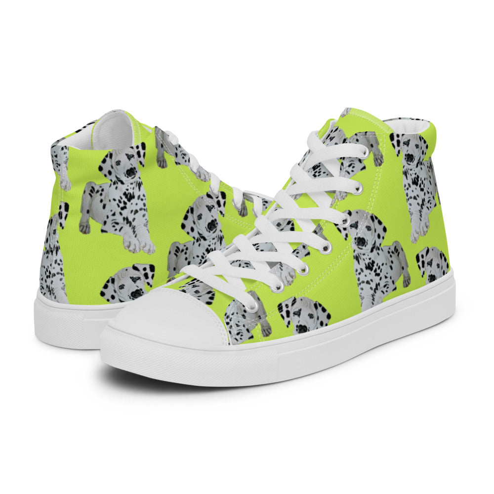 Women’s high top canvas shoes Lime Dalmatian