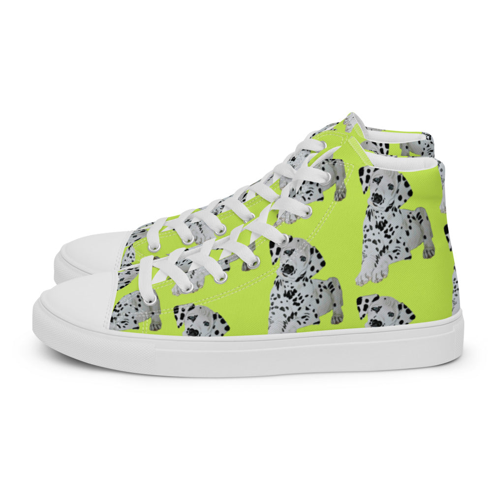 Women’s high top canvas shoes Lime Dalmatian