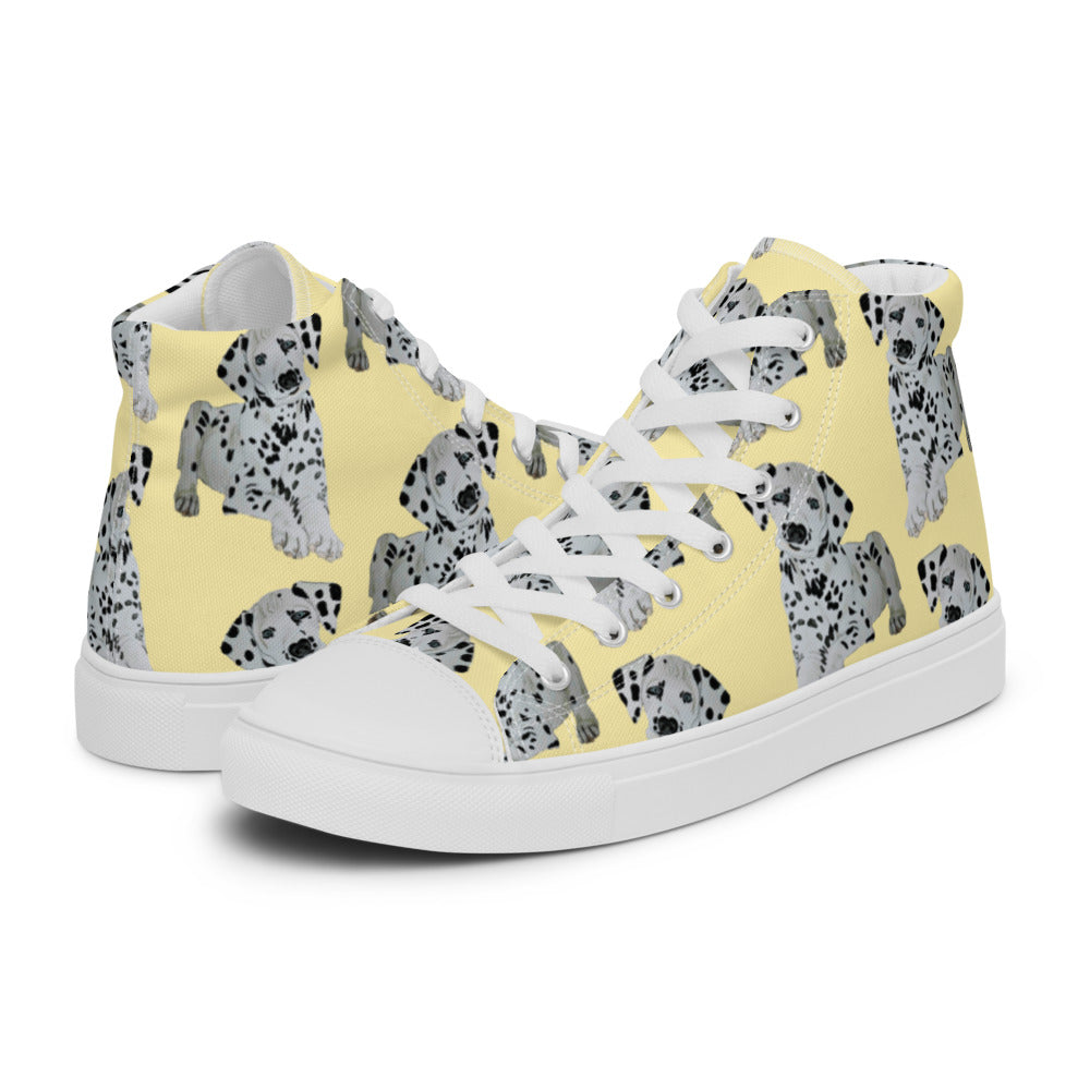 Women’s high top canvas shoes Yellow Dalmatian