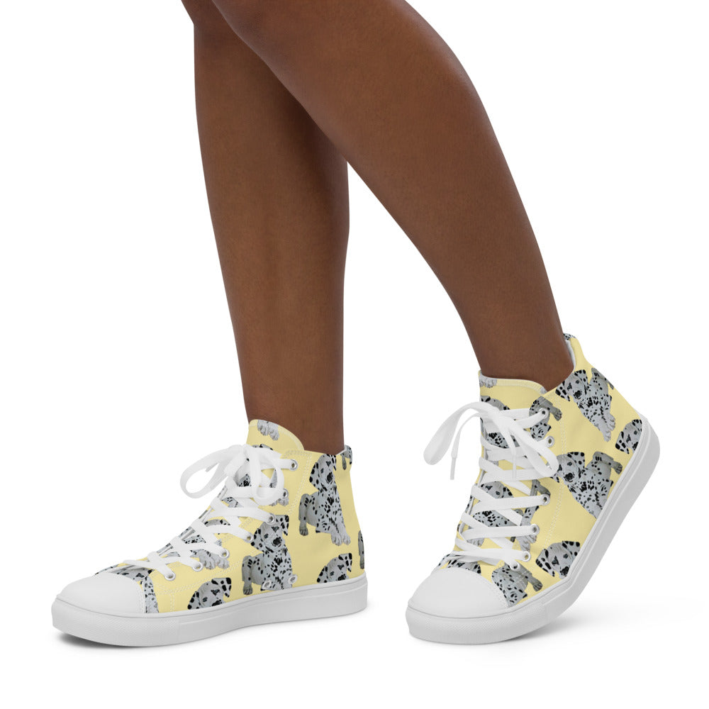 Women’s high top canvas shoes Yellow Dalmatian