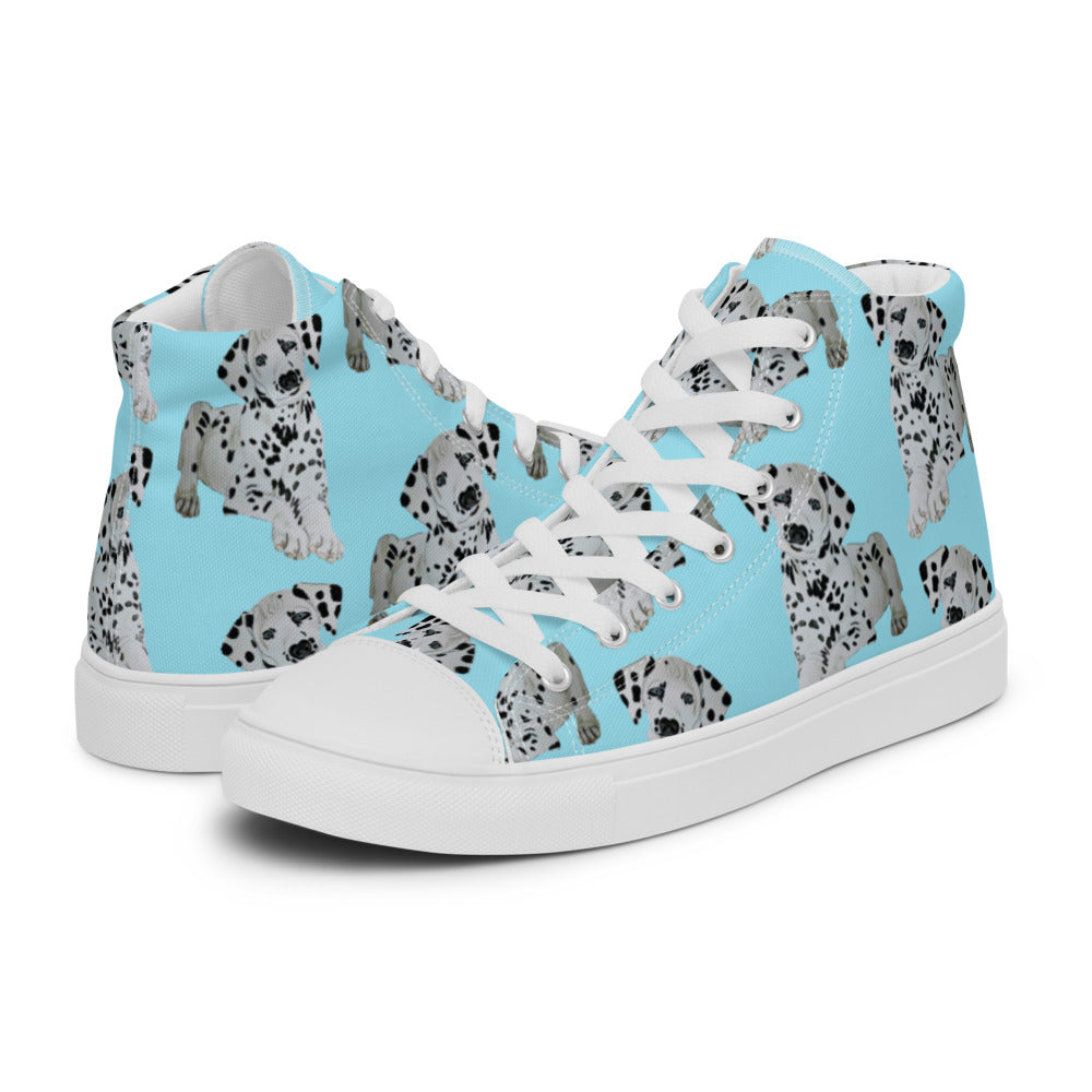 Women’s high top canvas shoes Lt Blue Dalmatian