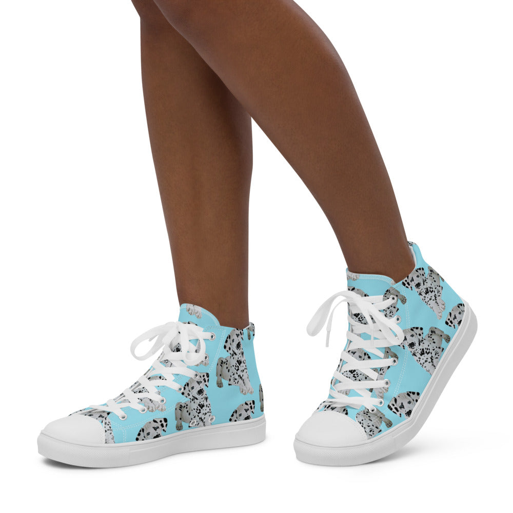 Women’s high top canvas shoes Lt Blue Dalmatian