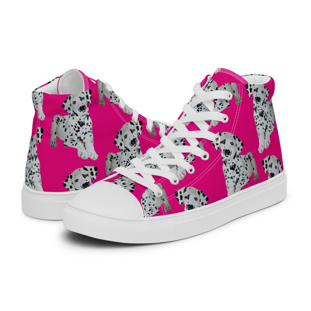 Women’s high top canvas shoes Hot Pink Dalmatian