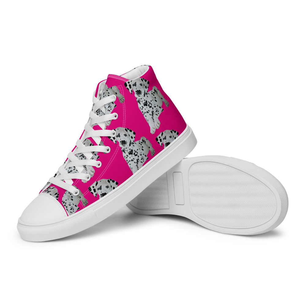 Women’s high top canvas shoes Hot Pink Dalmatian