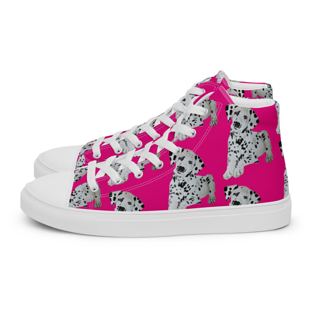 Women’s high top canvas shoes Hot Pink Dalmatian