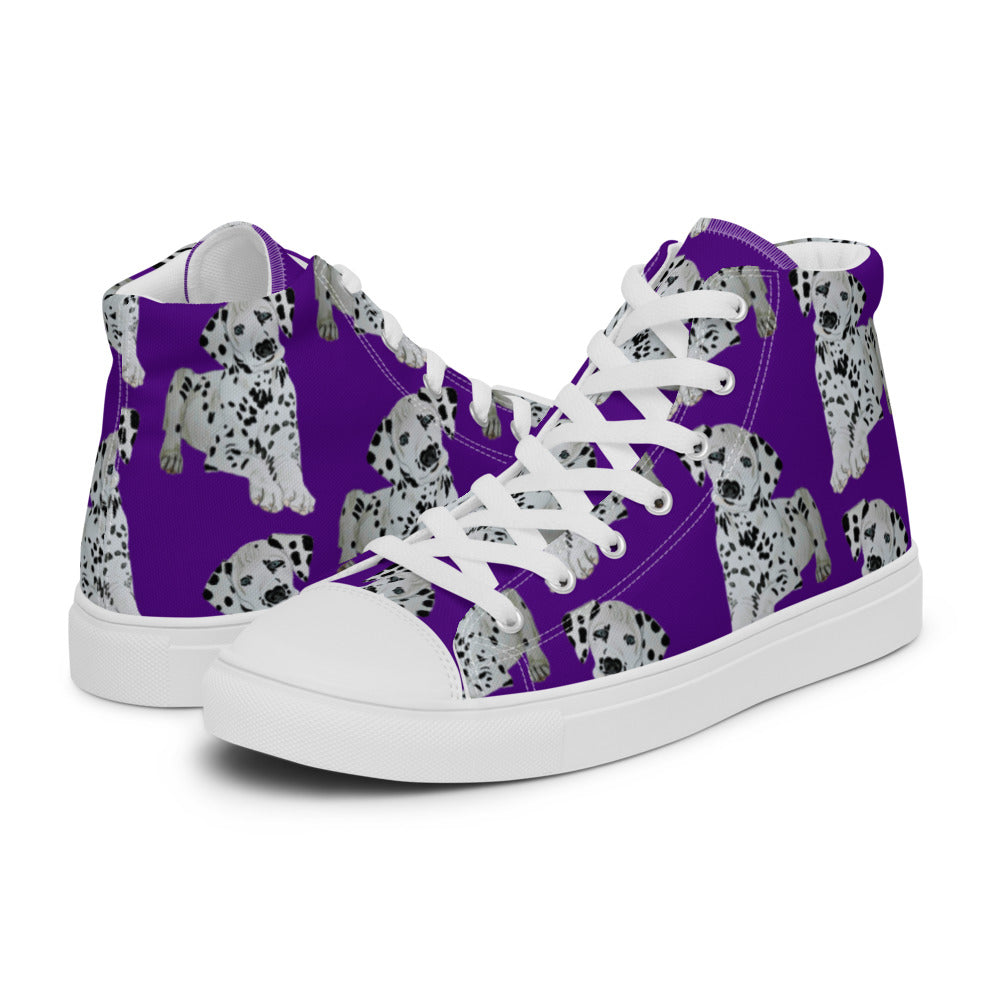 Women’s high top canvas shoes Purple Dalmatian