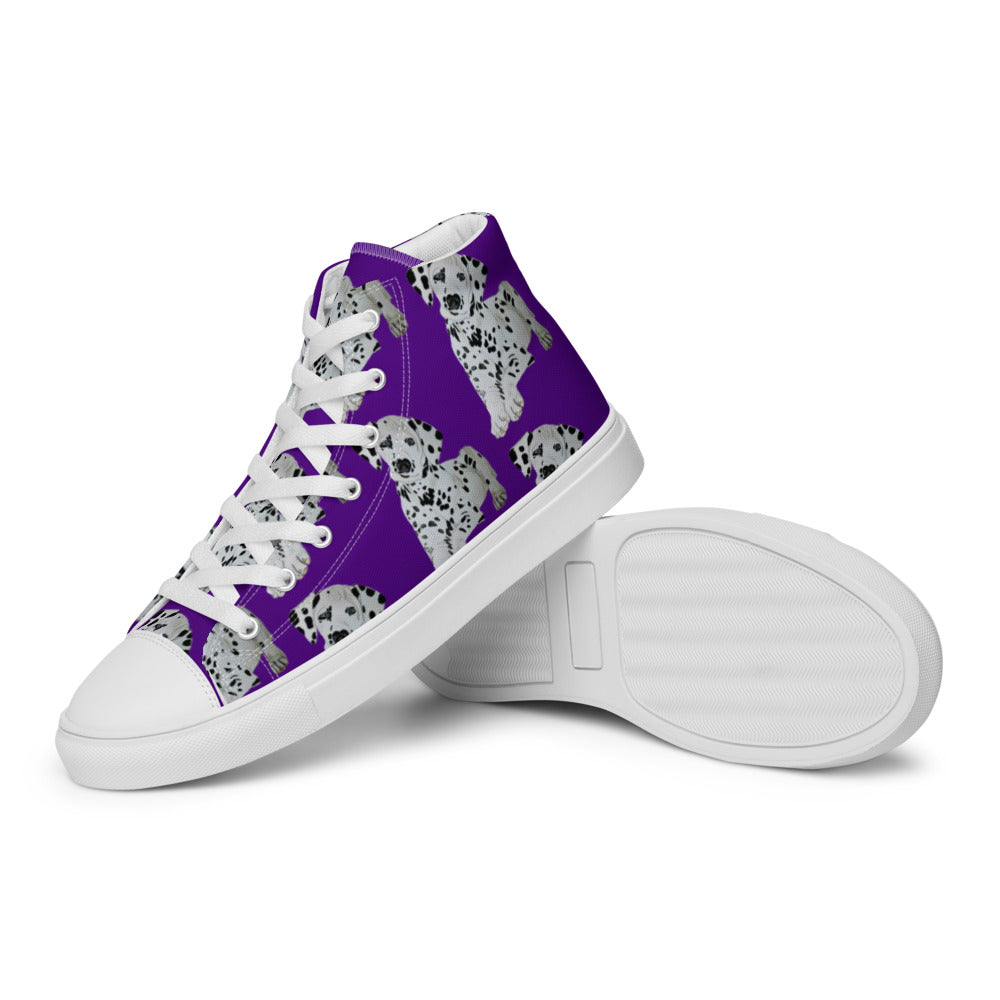 Women’s high top canvas shoes Purple Dalmatian