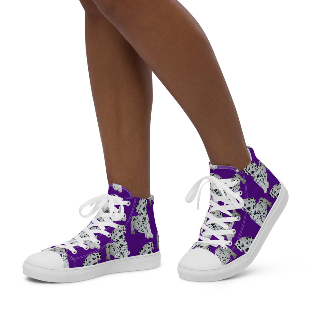 Women’s high top canvas shoes Purple Dalmatian