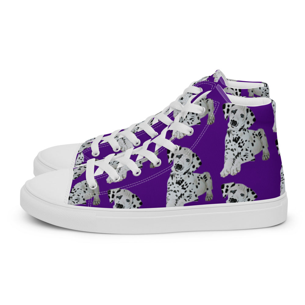 Women’s high top canvas shoes Purple Dalmatian