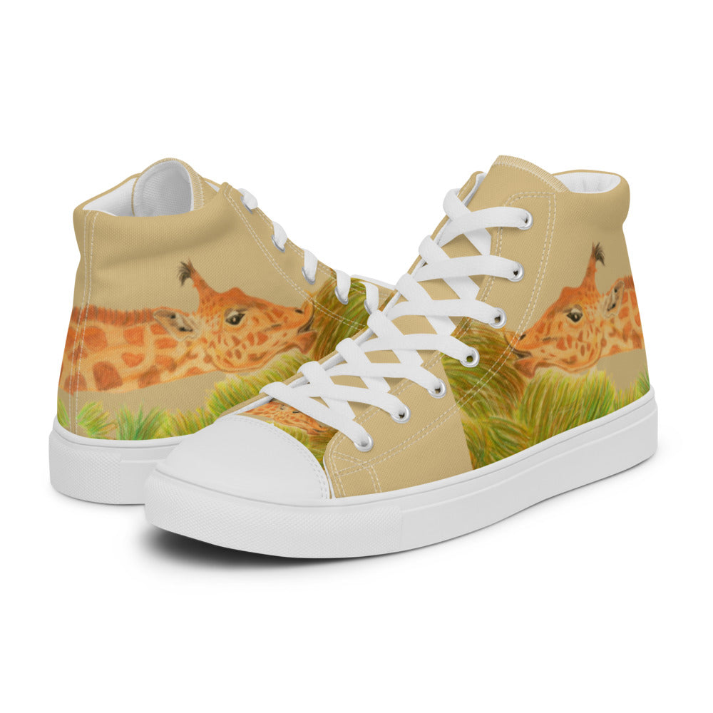 Women’s high top canvas shoes Giraffe eating