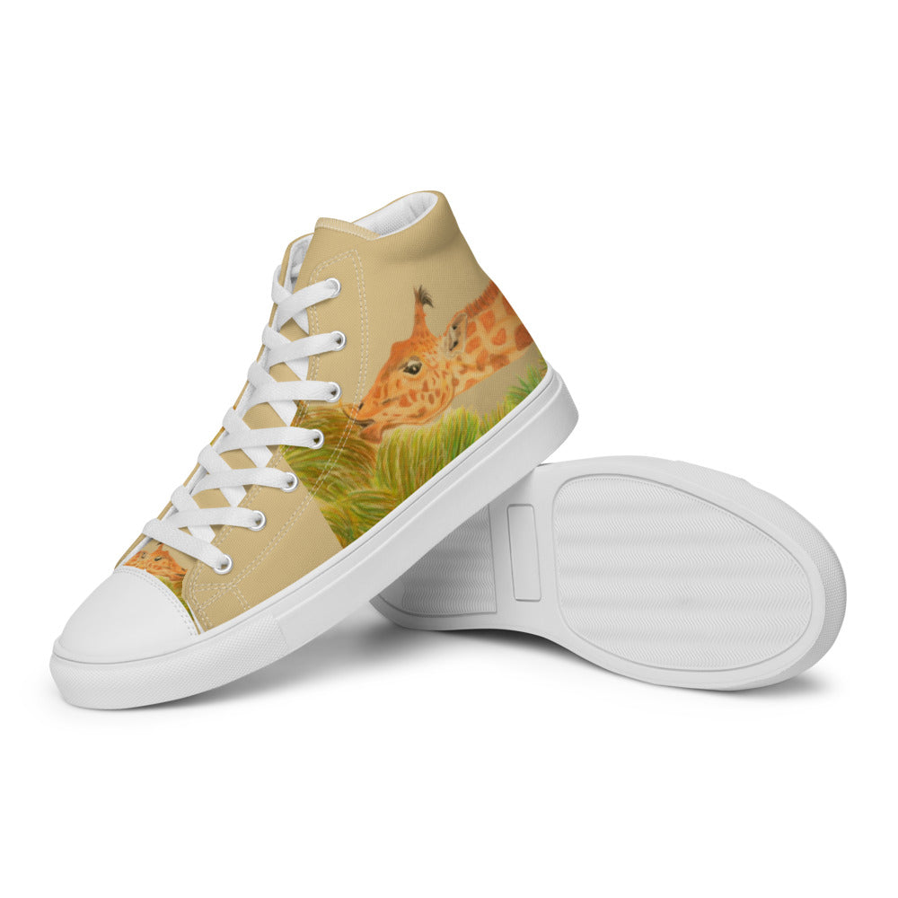 Women’s high top canvas shoes Giraffe eating