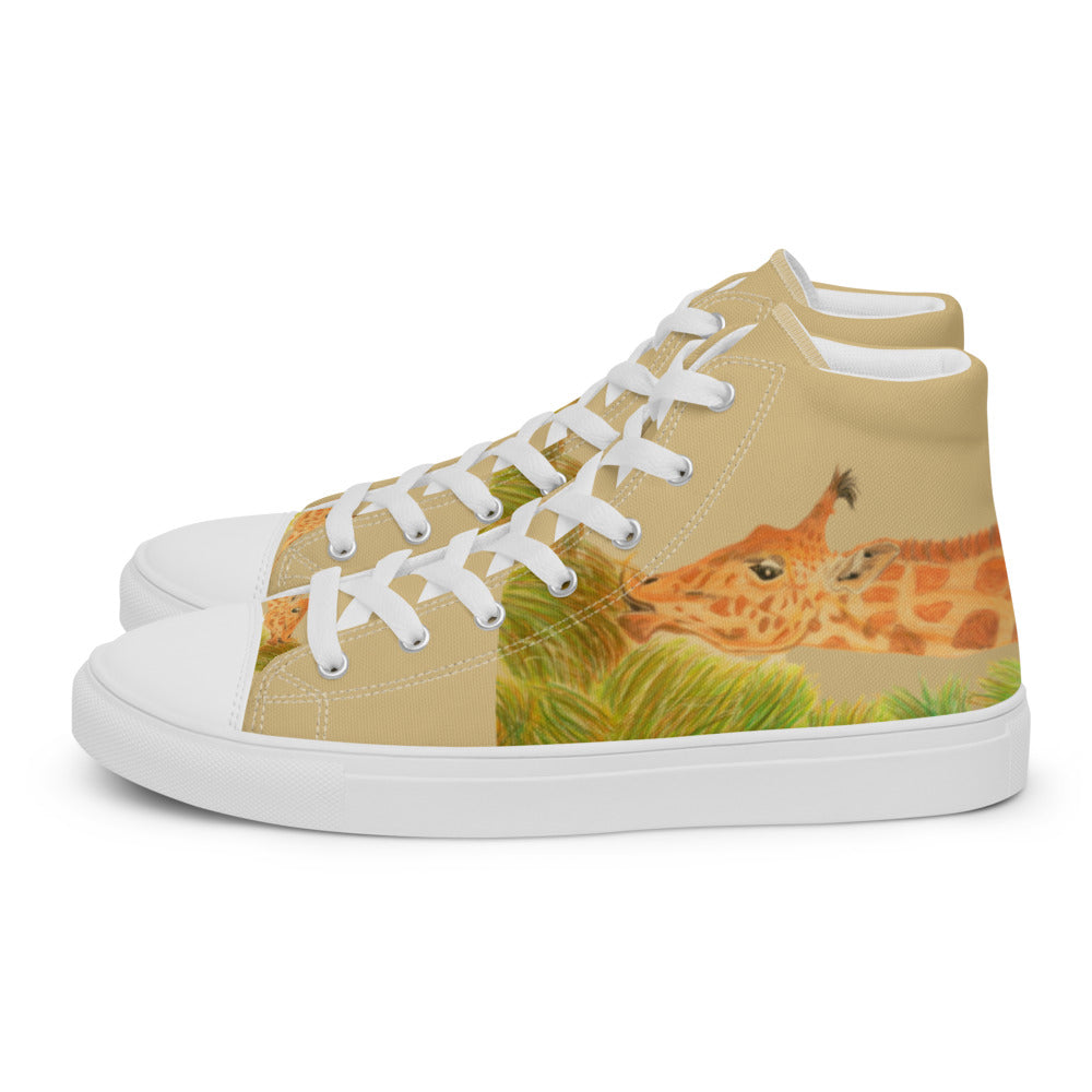 Women’s high top canvas shoes Giraffe eating