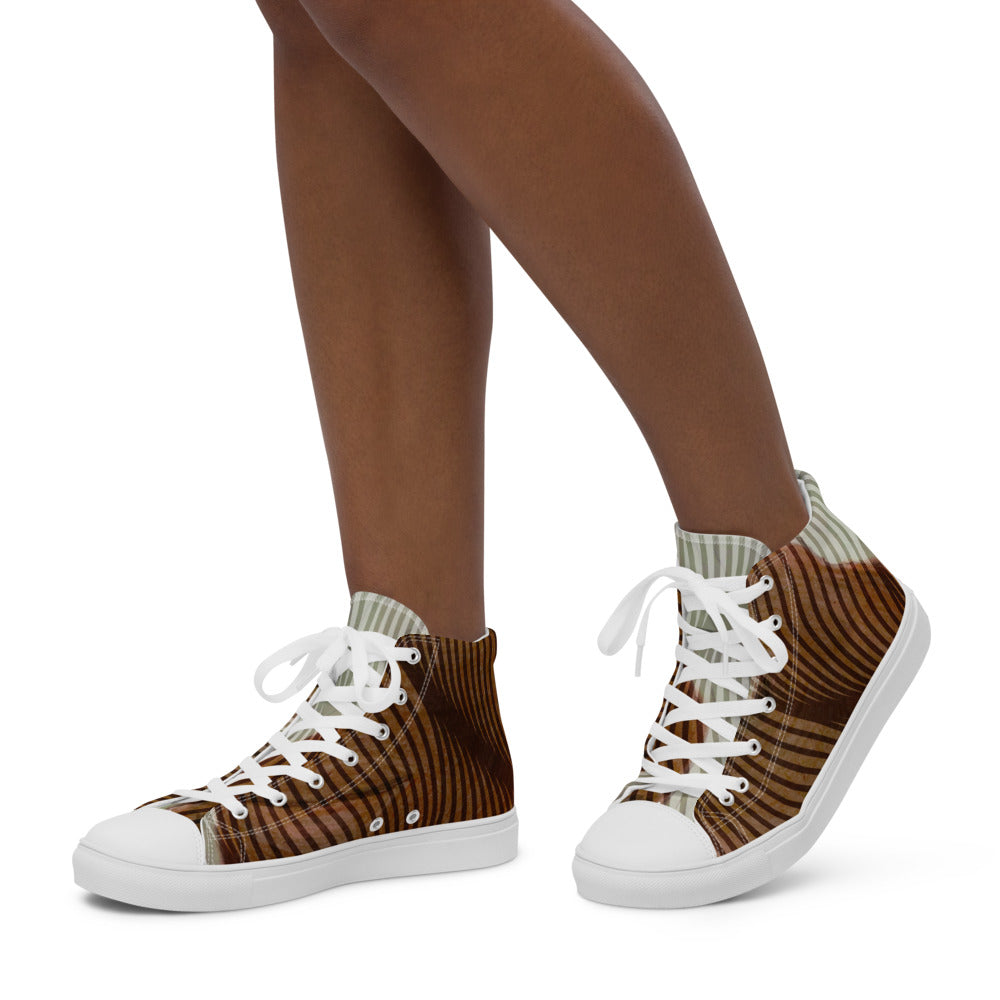 Women’s high top canvas shoes Brown Swirl