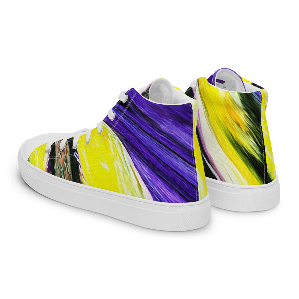 Women’s high top canvas shoes purple and yellow