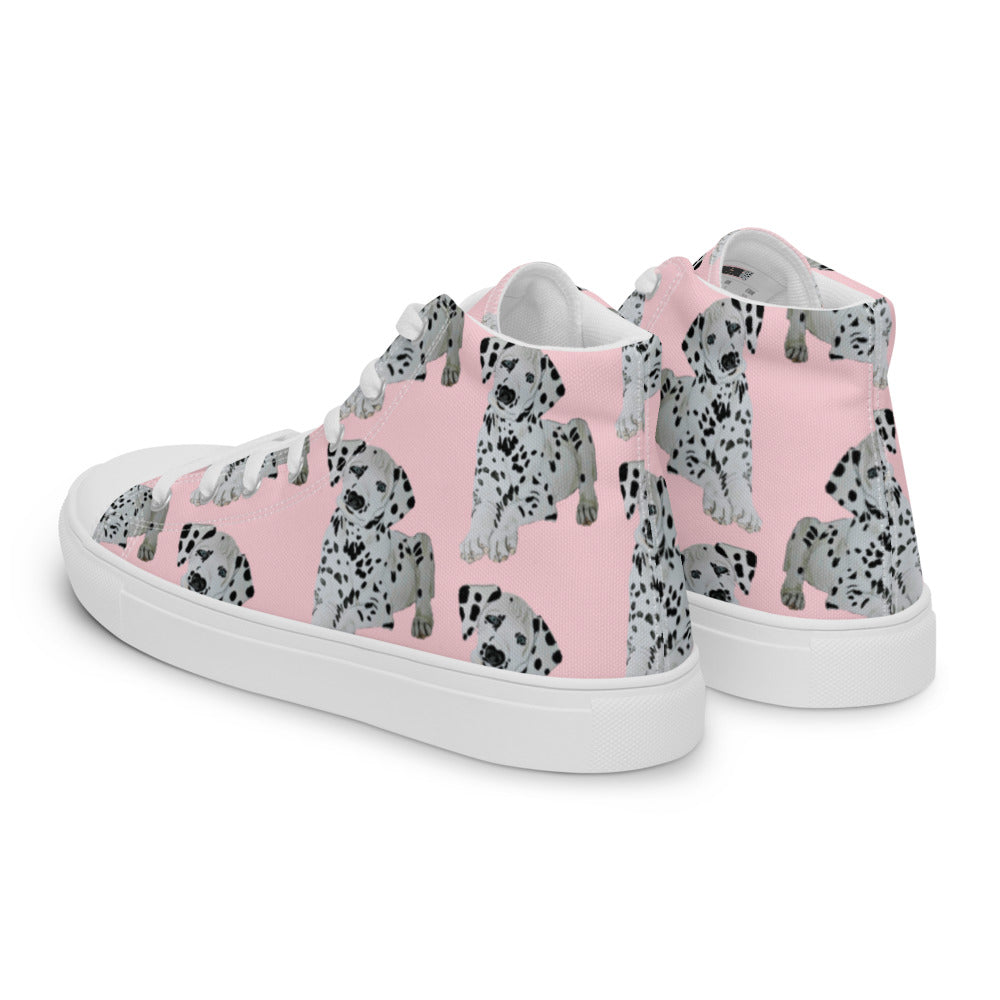 Women’s high top canvas shoes Pink Dalmation