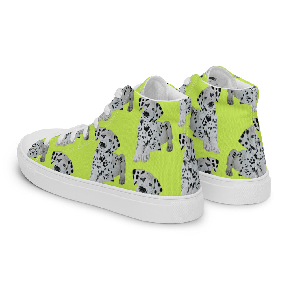 Women’s high top canvas shoes Lime Dalmatian