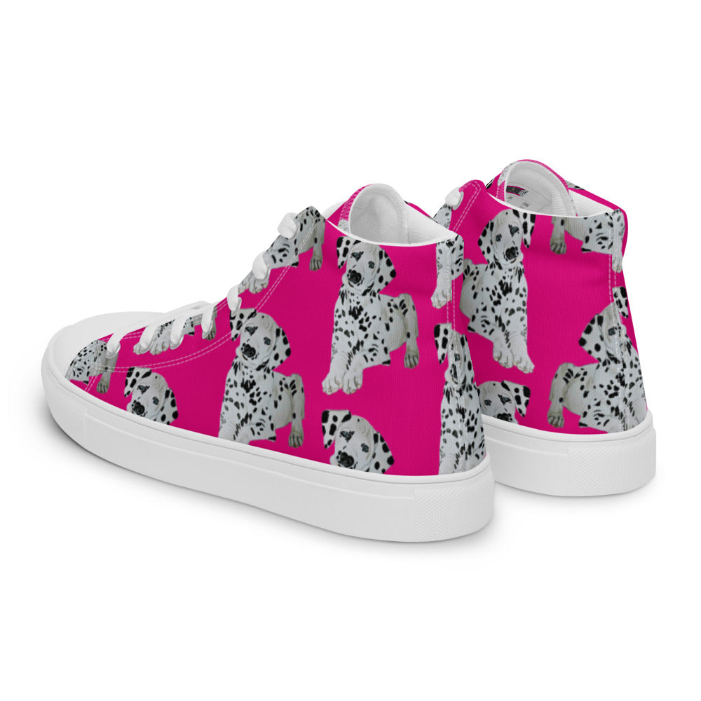 Women’s high top canvas shoes Hot Pink Dalmatian