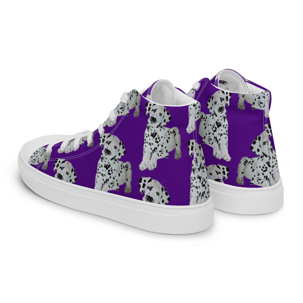 Women’s high top canvas shoes Purple Dalmatian