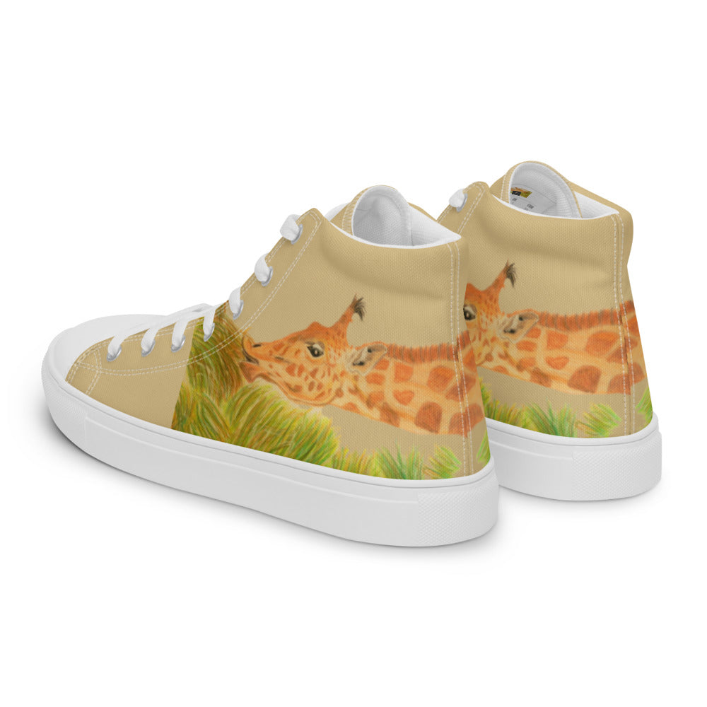 Women’s high top canvas shoes Giraffe eating