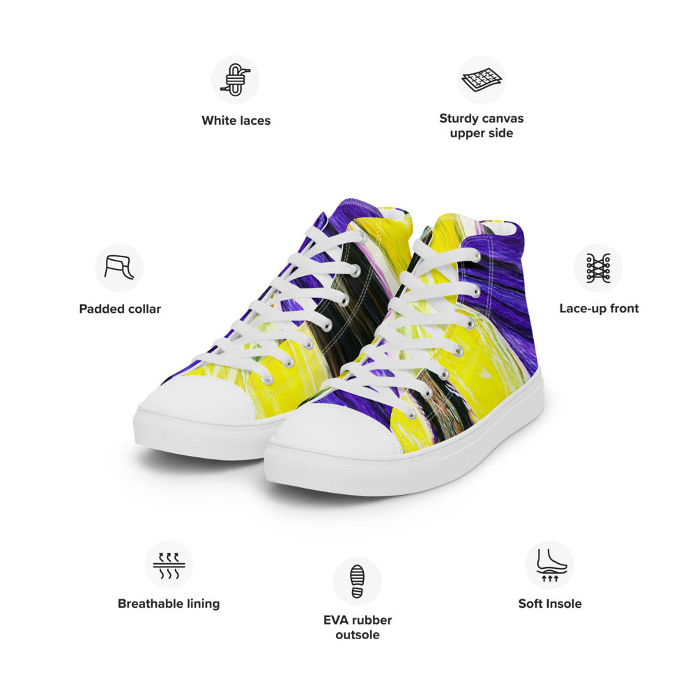 Women’s high top canvas shoes purple and yellow