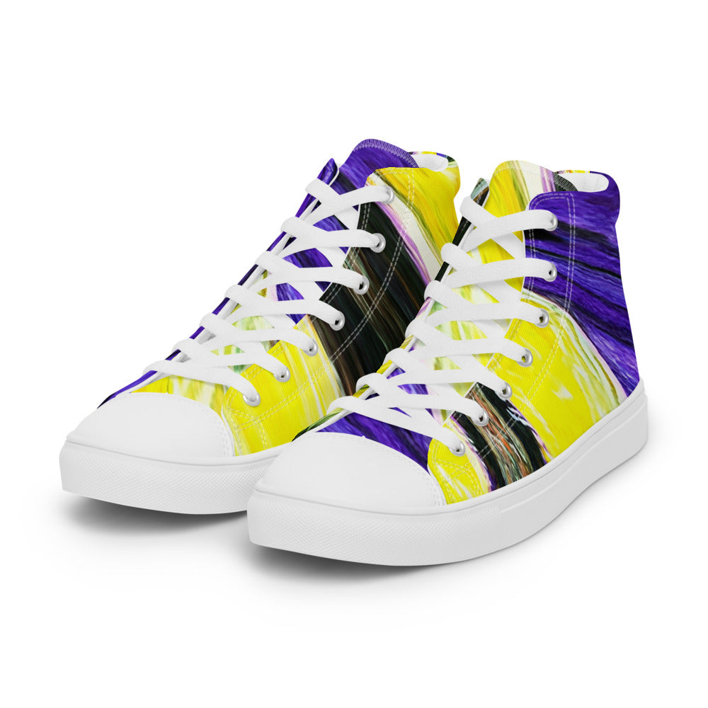 Women’s high top canvas shoes purple and yellow