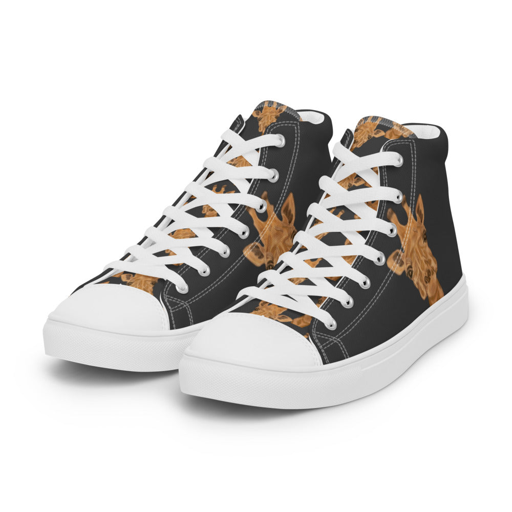 Women’s high top canvas shoes Black Giraffe