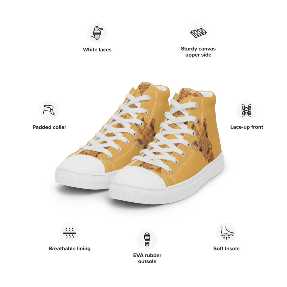 Women’s high top canvas shoes Gold Giraffe