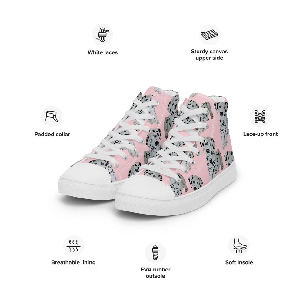 Women’s high top canvas shoes Pink Dalmation