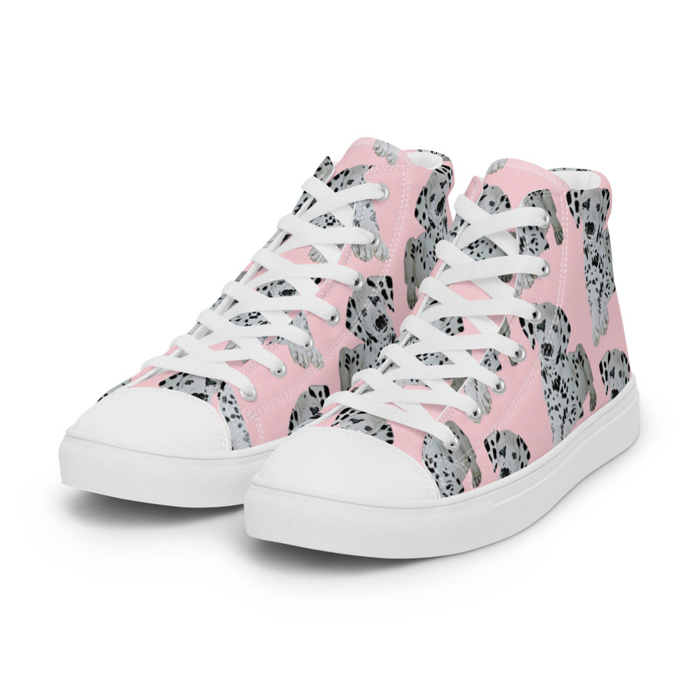 Women’s high top canvas shoes Pink Dalmation