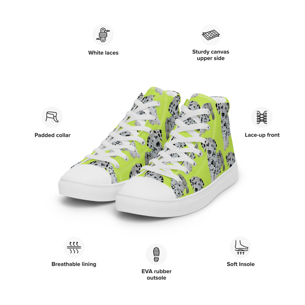 Women’s high top canvas shoes Lime Dalmatian