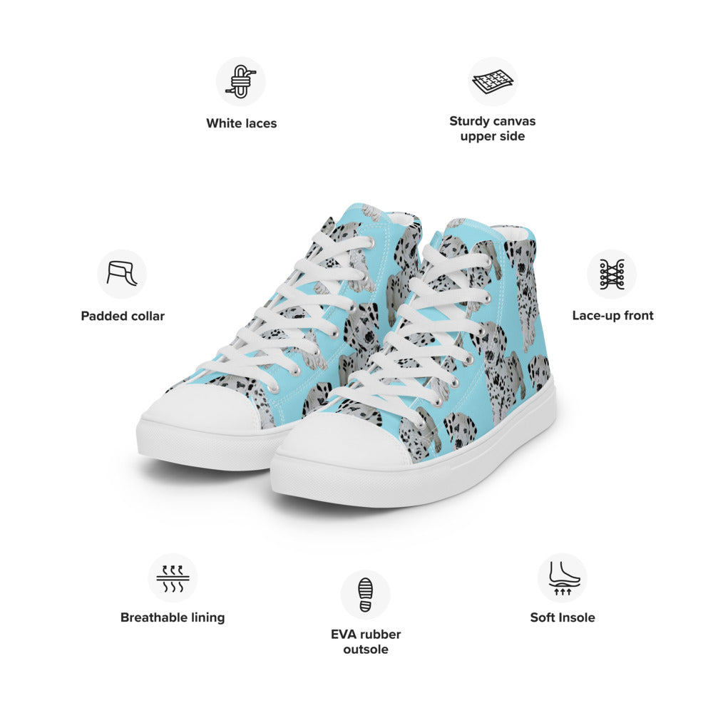 Women’s high top canvas shoes Lt Blue Dalmatian