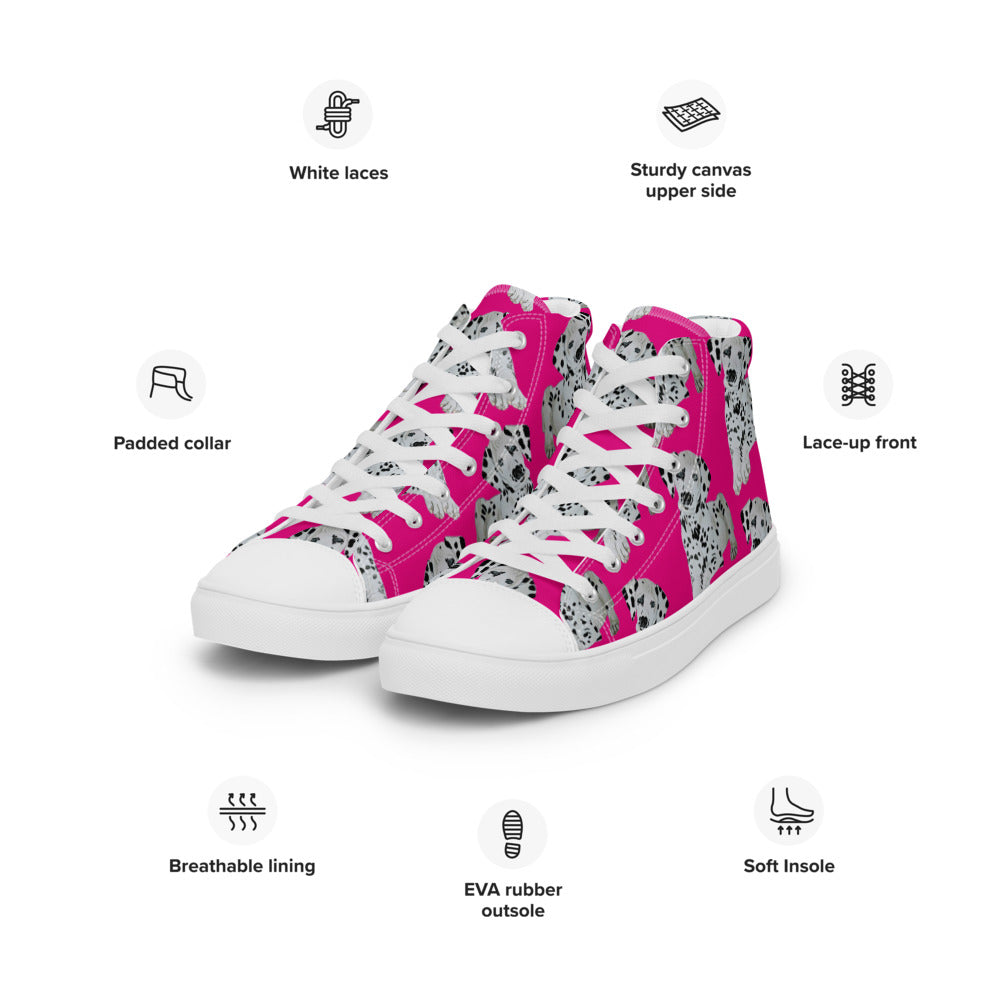 Women’s high top canvas shoes Hot Pink Dalmatian