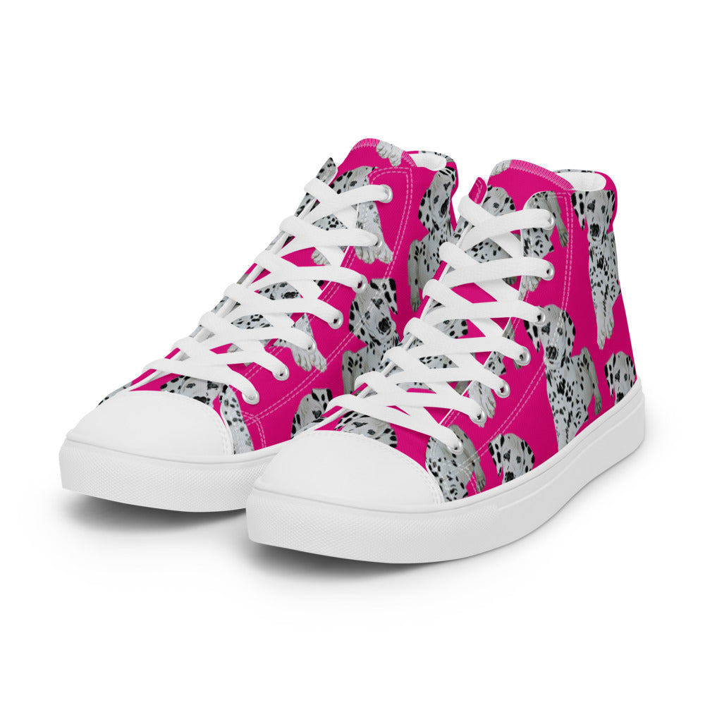 Women’s high top canvas shoes Hot Pink Dalmatian