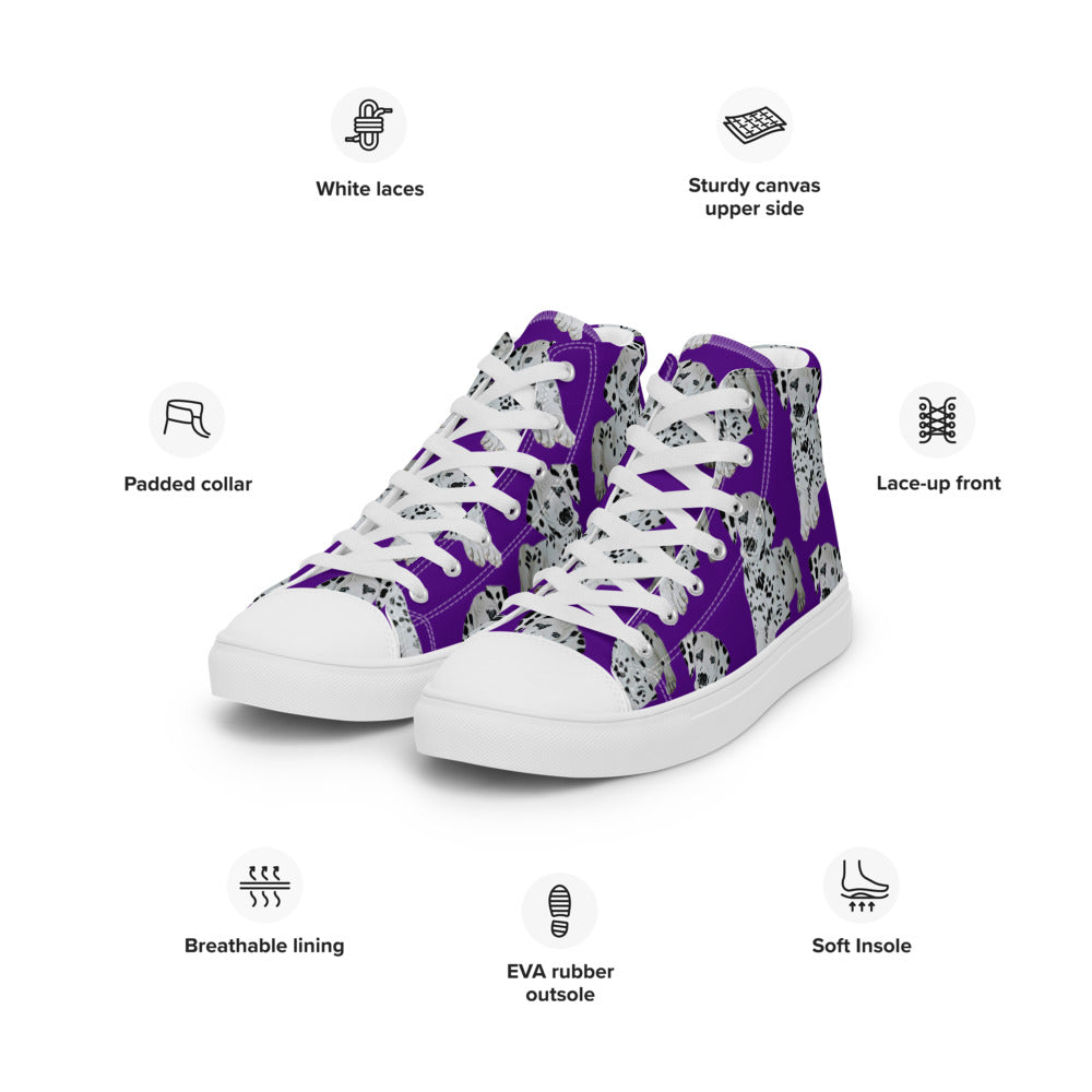 Women’s high top canvas shoes Purple Dalmatian