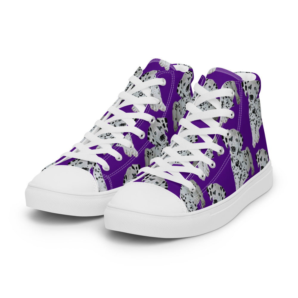 Women’s high top canvas shoes Purple Dalmatian