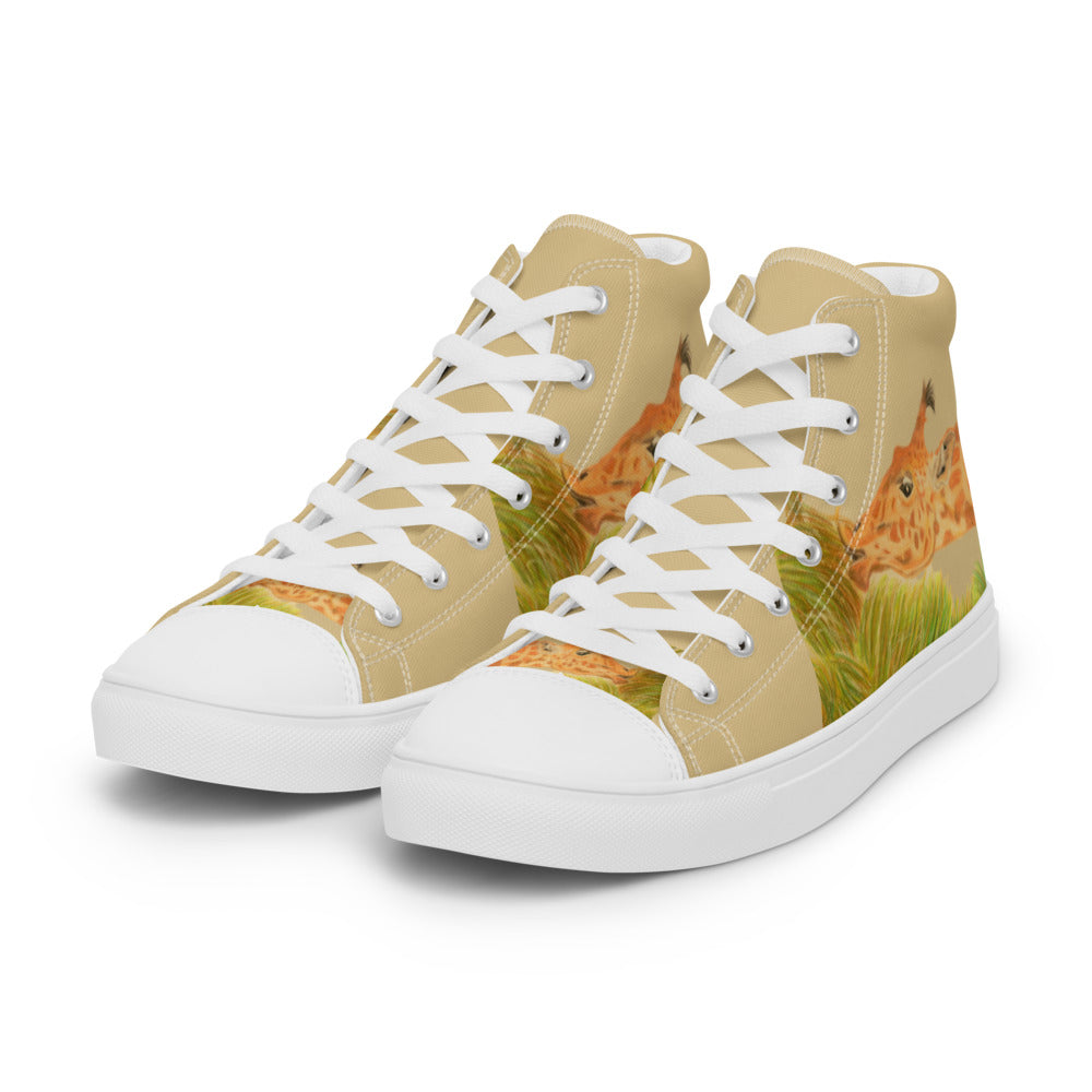 Women’s high top canvas shoes Giraffe eating