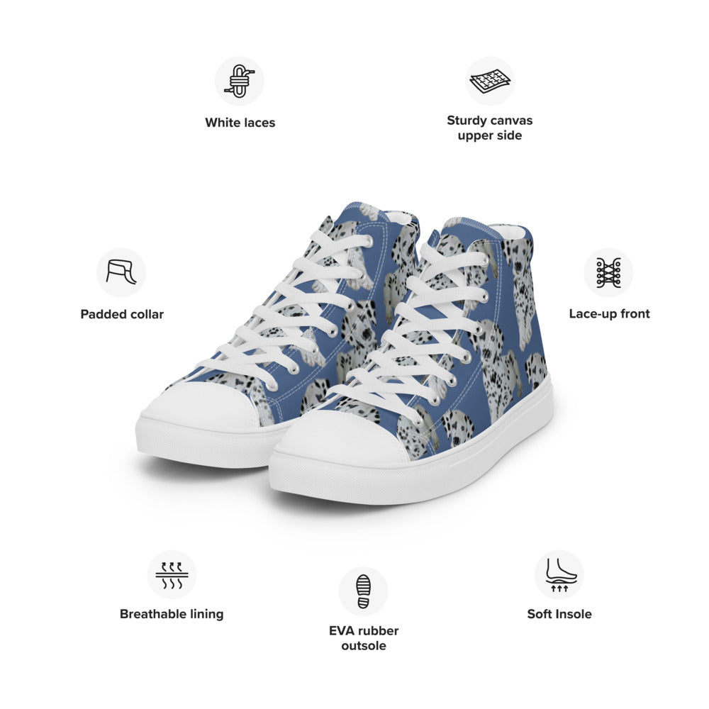 Women’s high top canvas shoes Denim Dalmatian