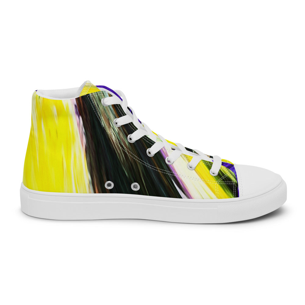 Women’s high top canvas shoes purple and yellow