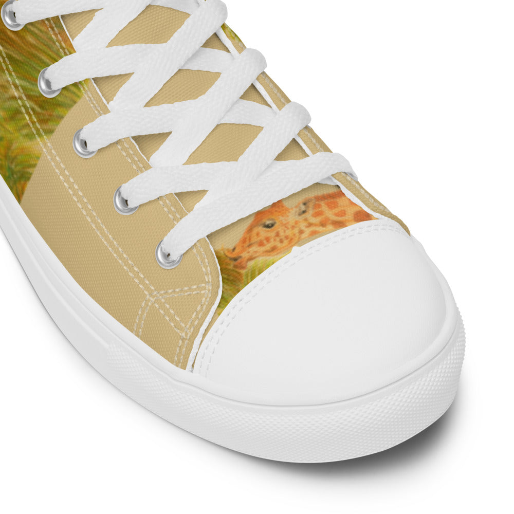 Women’s high top canvas shoes Giraffe eating