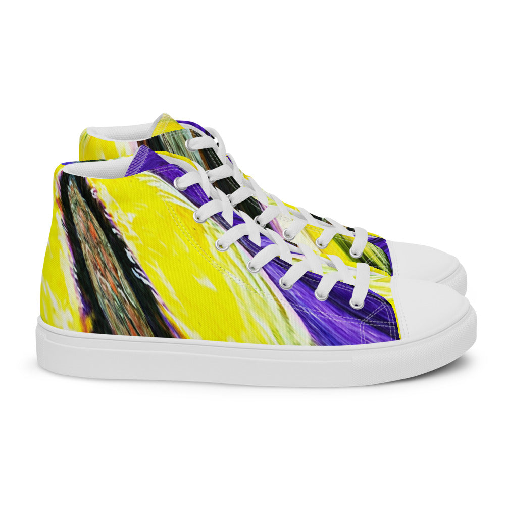 Women’s high top canvas shoes purple and yellow