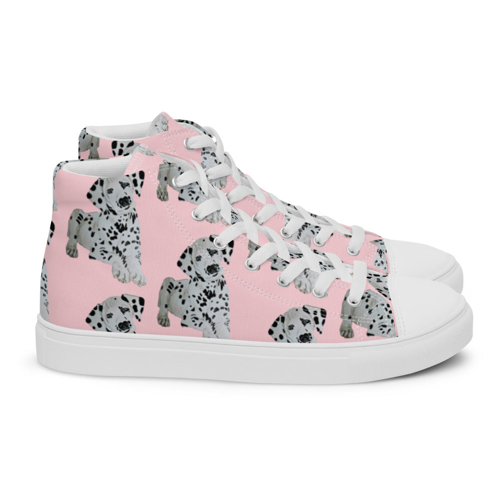 Women’s high top canvas shoes Pink Dalmation