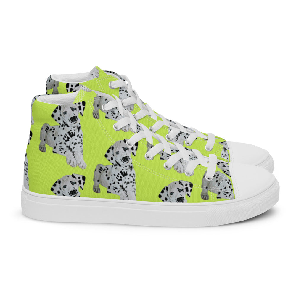 Women’s high top canvas shoes Lime Dalmatian