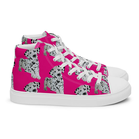 Women’s high top canvas shoes Hot Pink Dalmatian